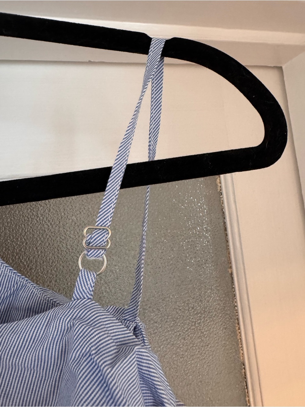 Light Blue Strappy Ruffle Cold-Shoulder Blouse - Picture 9 of 11